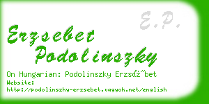 erzsebet podolinszky business card